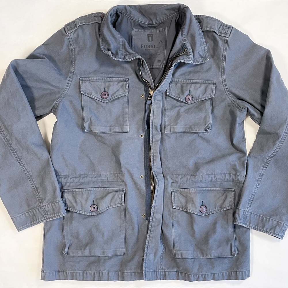 Fossil Men’s Faded Navy Cargo Utility Field Work Jacket